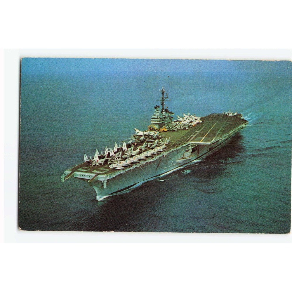 Vtg USS Independence CVA-62 Aircraft Carrier Lusterchrome Postcard Navy Photo